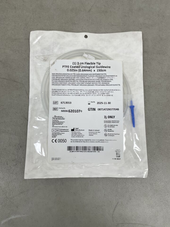 620107 - BOSTON SCIENTIFIC - PTFE Coated Urological Guidewire - Flexible Tip - .025" x 150cm, (EA) - ( Expiry Date: 2025-11-30 )