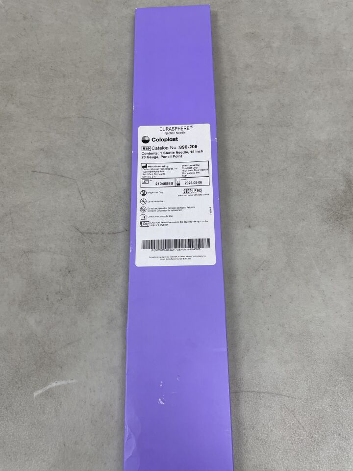 890-209 - COLOPLAST - durasphere injection needle, 15" (20 gauge, pencil point), (BX/1) - ( Expiry Date: 2025-05-06 )