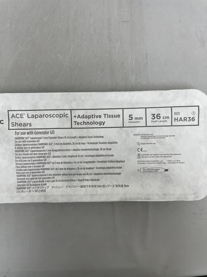HAR36 - ETHICON - Harmonic ACE Ultrasonic Shears with Adaptive Tissue Technology, 5mm x  36cm , (EA) - ( Expiry Date: 2024-09-30 )