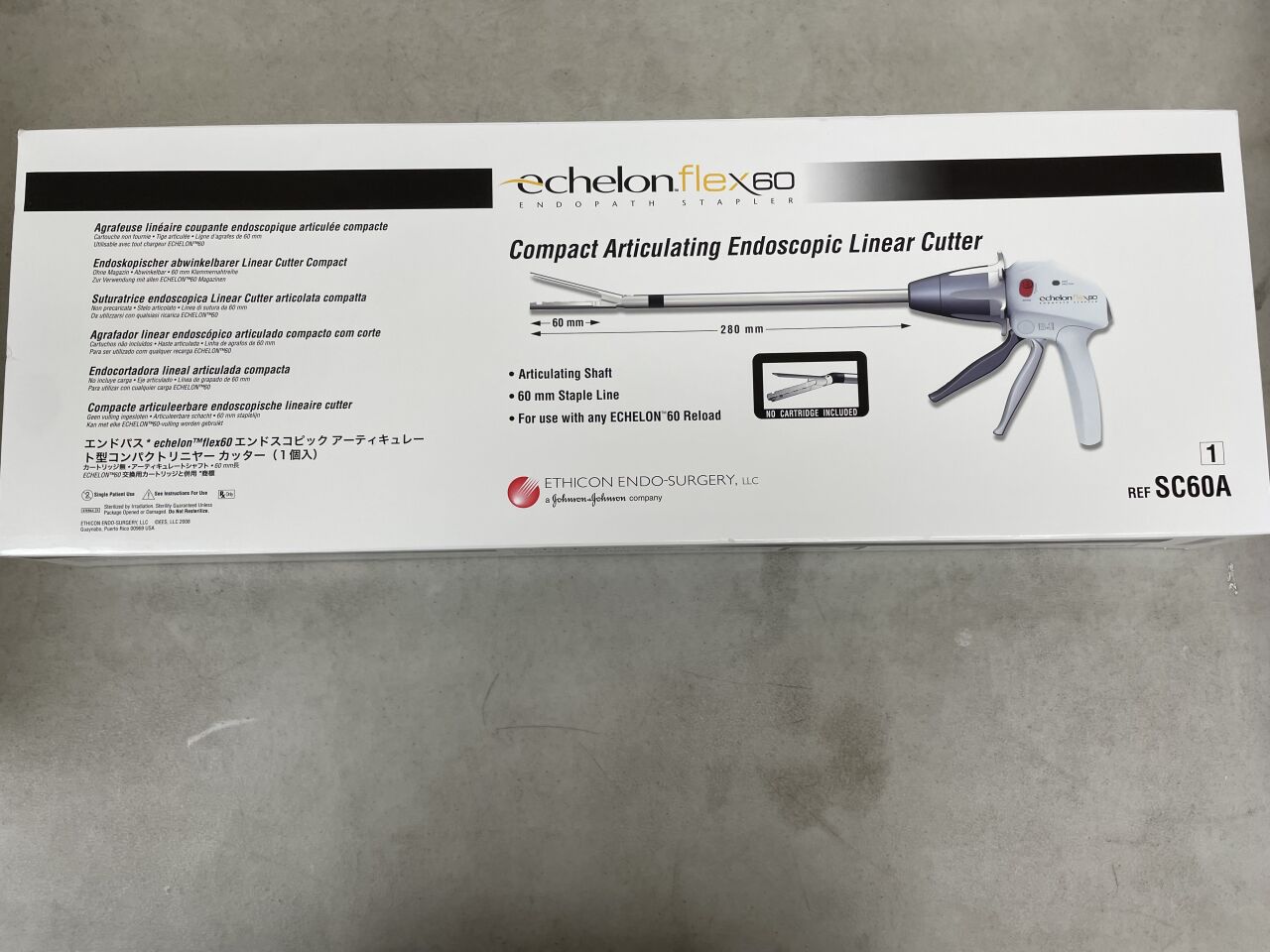 SC60A - ETHICON - Echelon Flex Endopath Articulating Stapler, 60 mm, 28 cm Length, (BX/1) - ( Expiry Date: 2025-09-30 )