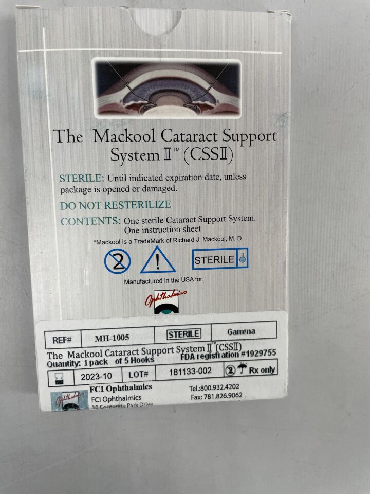 MH-1005 - FCI - Mackool Cataract Support System II, pack of 5 hooks, (BX/1) - ( Expiry Date: 2024-01-01 )