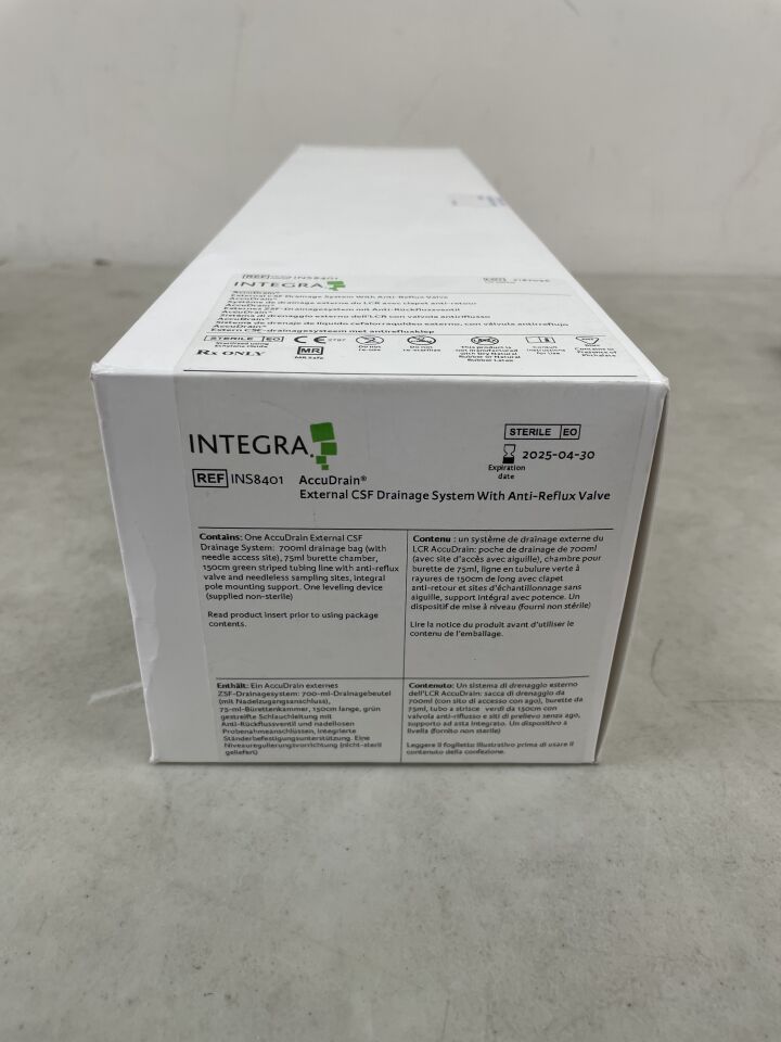 INS8401 - INTEGRA - AccuDrain External CSF Drainage System With Anti-reflux Valve, (BX/1) - ( Expiry Date: 2025-04-30 )
