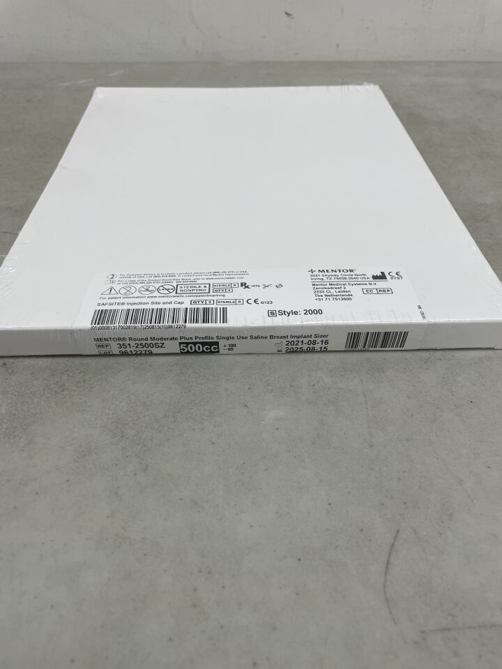 351-2500SZ - MENTOR - Round Moderate Plus Profile, Saline Breast Implant Sizer, 500cc, (BX/1) - ( Expiry Date: 2025-08-15 )