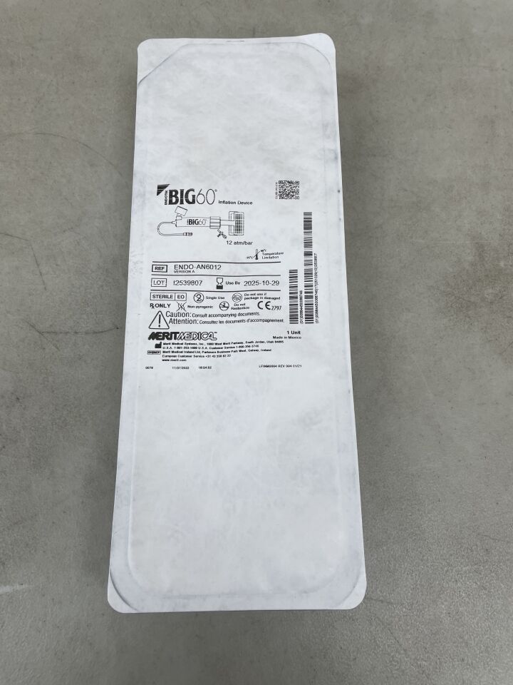 ENDO-AN6012 - MERIT MEDICAL - BIG 60 Inflation Device, Analog Gauge, Polycarbonate, 60ml, 12 ATM, (EA) - ( Expiry Date: 2025-10-29 )