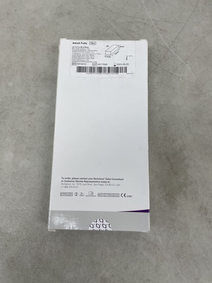 5015010 - NUVASIVE - Attrax Putty Biotextured Bone Graft Substitute, 50mm x 12.5mm x 8mm, 10cc Strip (Pack of 2), (BX/1) - ( Expiry Date: 2023-09-29 )