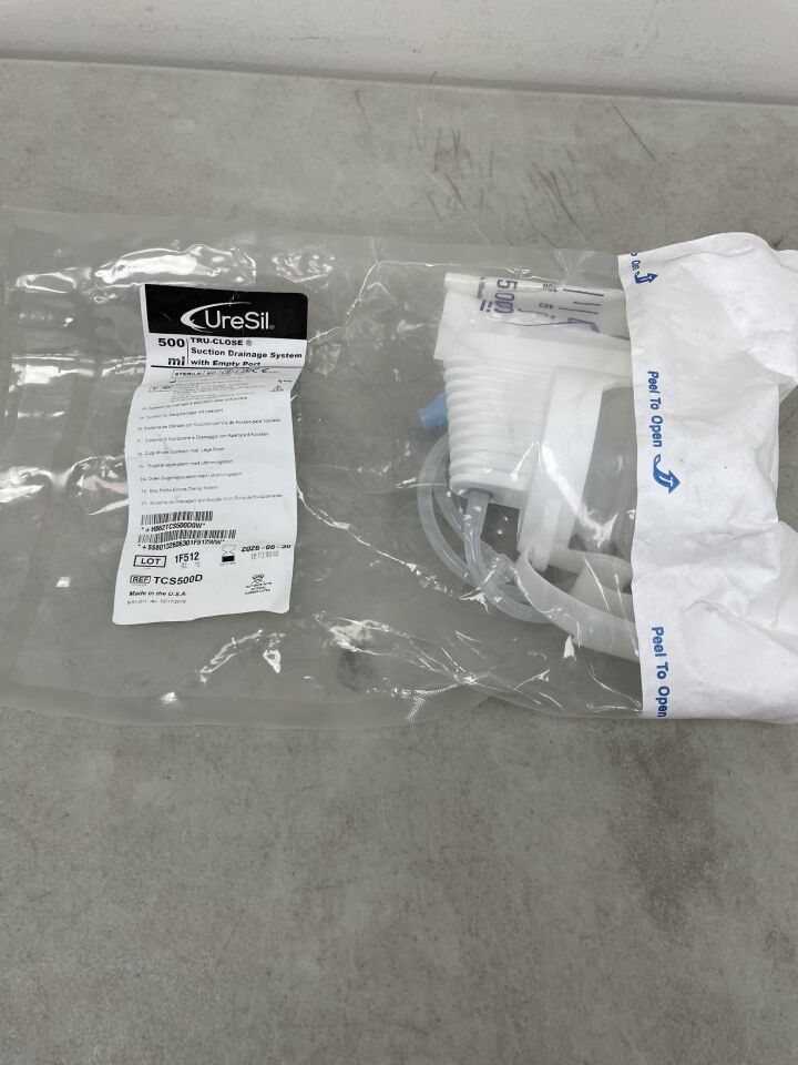 TCS500D - URESIL - Tru-Close Suction Drainage System 500ml with Drainage Port, (EA) - ( Expiry Date: 2026-06-30 )