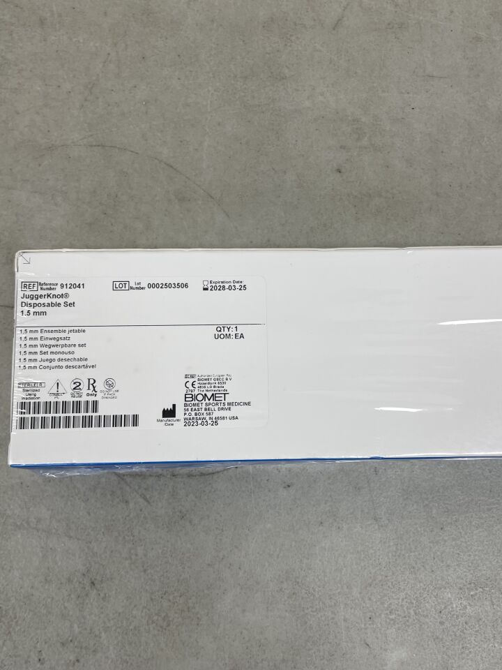 912041 - ZIMMER - Soft Anchor Kit, 1.5 mm Size, Straight, Sterile, Disposable, with Guide, Large Shank Drill, (BX/1) - ( Expiry Date: 2028-03-25 )