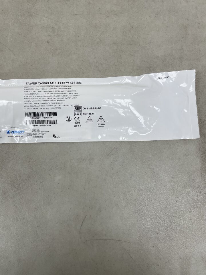 00-1147-094-00 - ZIMMER - Cannulated Screw System Guide Pin, 1.6 x 150mm, (EA) - ( Expiry Date: 2099-12-31 )