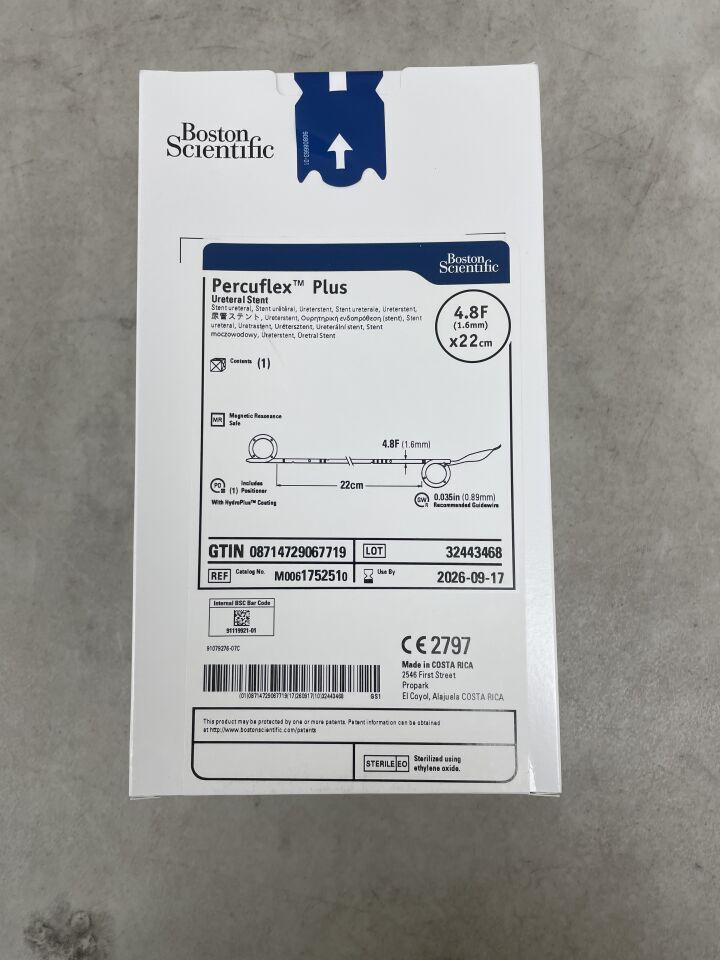 175251 - BOSTON SCIENTIFIC - Percuflex Plus Ureteral Stent - 4.8Fr x 22cm, (BX/1) - ( Expiry Date: 2026-09-17 )