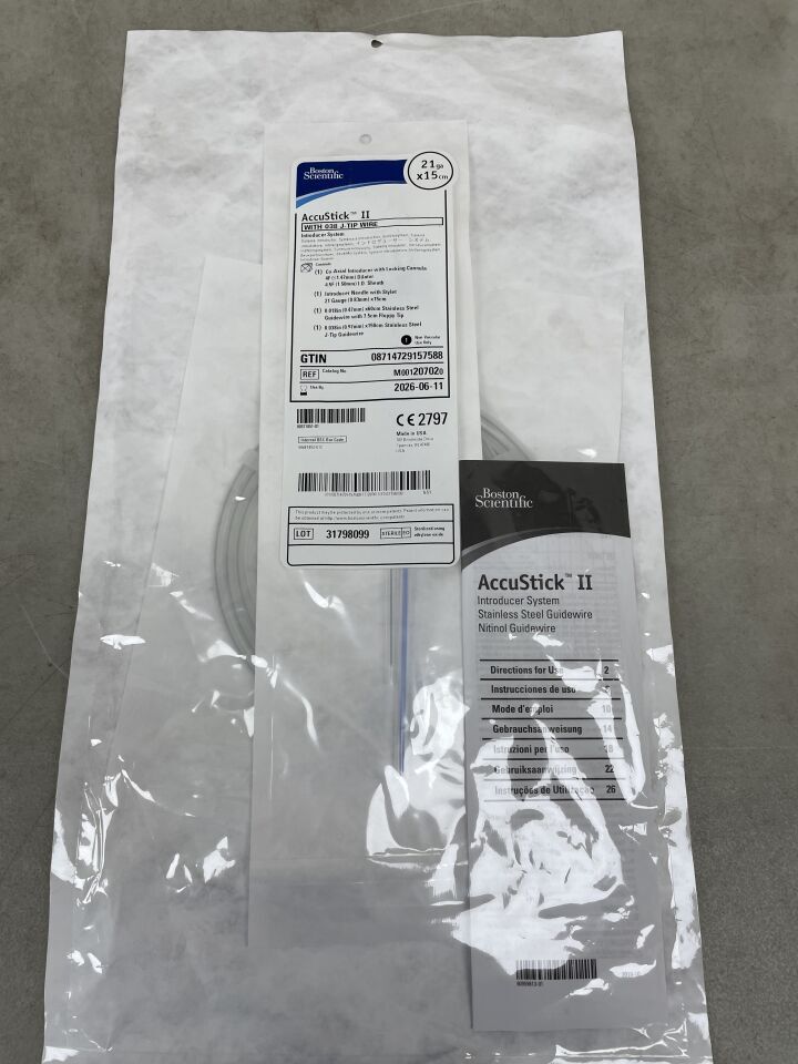 20702 - BOSTON SCIENTIFIC - AccuStick II Introducer System, with 038 J-Tip Wire, 21ga x 15cm, (EA) - ( Expiry Date: 2026-06-11 )