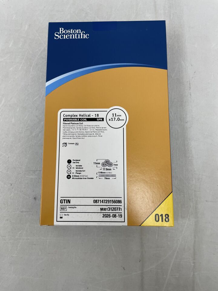 312077 - BOSTON SCIENTIFIC - Complex Helical-18 Pushable Fibered Platinum Coil - 11mm x 17.0mm, (BX/5) - ( Expiry Date: 2026-08-19 )