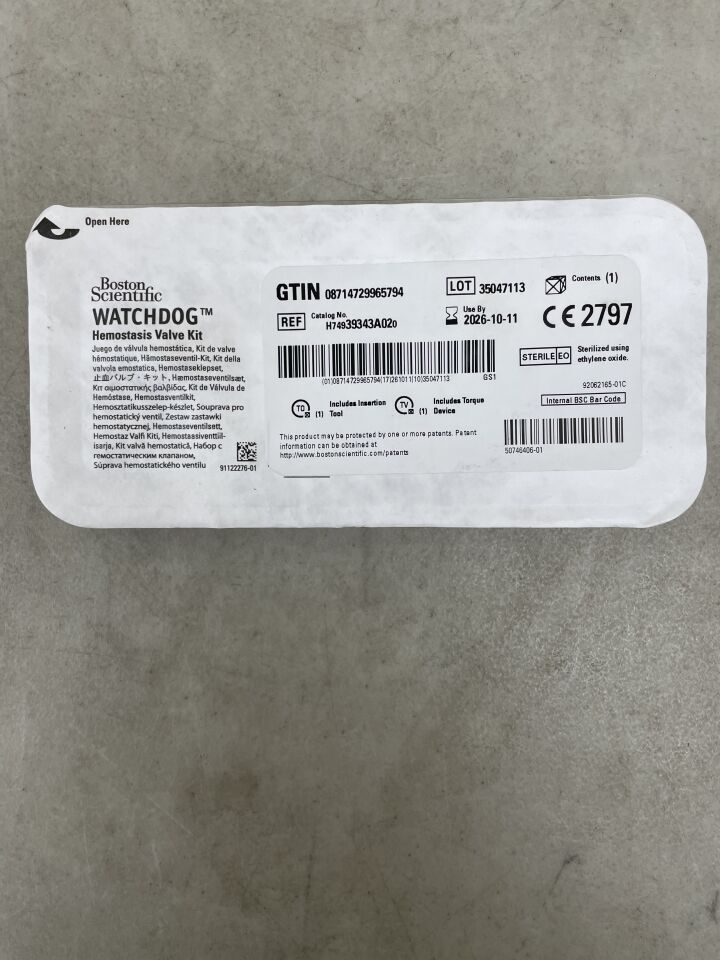 39343A02 - BOSTON SCIENTIFIC - Watchdog Hemostasis Valve Kit, (EA) - ( Expiry Date: 2026-10-11 )