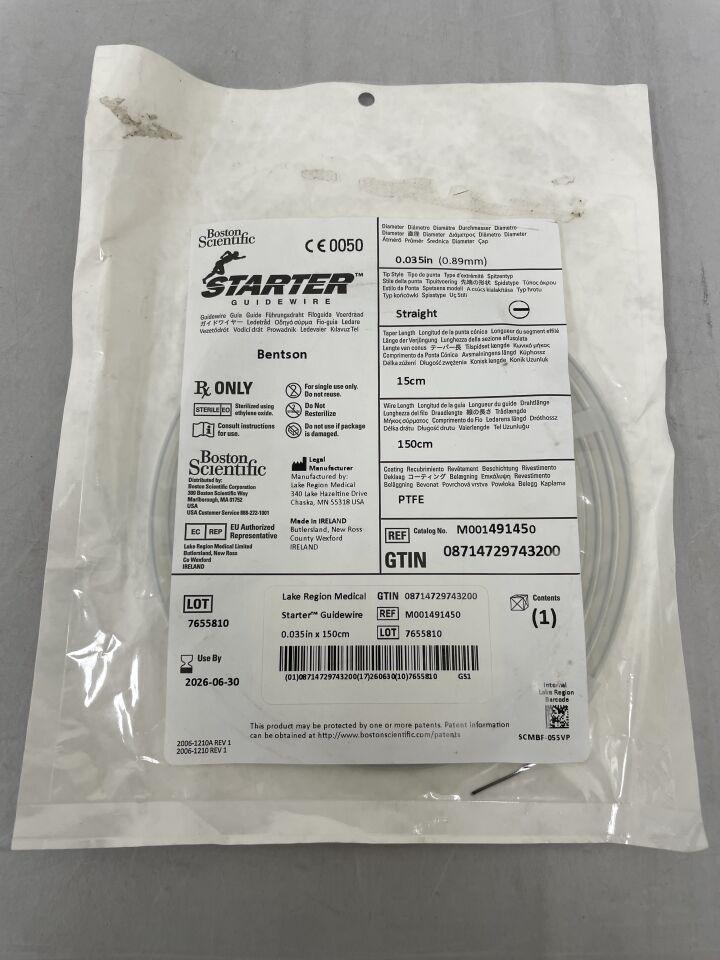 49145 - BOSTON SCIENTIFIC - Starter Guidewire - Bentson Straight - .035" x 150cm, (EA) - ( Expiry Date: 2026-06-30 )