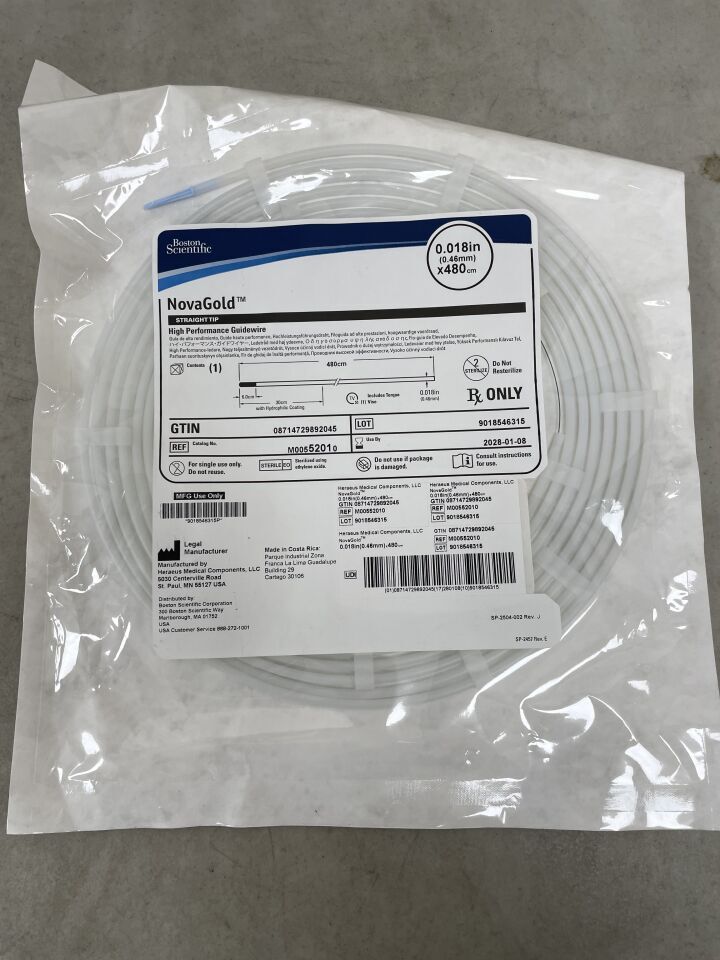 5201 - BOSTON SCIENTIFIC - NovaGold High Performance Guidewire - Straight Tip - .018" x 480cm, (EA) - ( Expiry Date: 2028-01-08 )