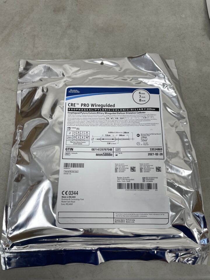 5866 - BOSTON SCIENTIFIC - CRE PRO Wireguided Balloon Dilatation Catheter - Esophageal/Pyloric/Colonic/Biliary - 6mm x 7mm x 8mm, (EA) - ( Expiry Date: 2027-02-28 )