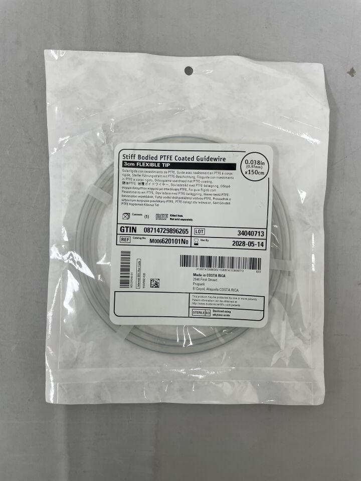620101N - BOSTON SCIENTIFIC - Stiff Bodied PTFE Coated Guidewire, 3cm tip, 0.038inx150cm, (EA) - ( Expiry Date: 2028-05-14 )