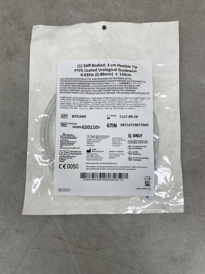 620110 - BOSTON SCIENTIFIC - PTFE Coated Fixed Core Guidewire with Stiff Shaft, 0.035 in. dia. x 150 cm, (EA) - ( Expiry Date: 2027-09-28 )