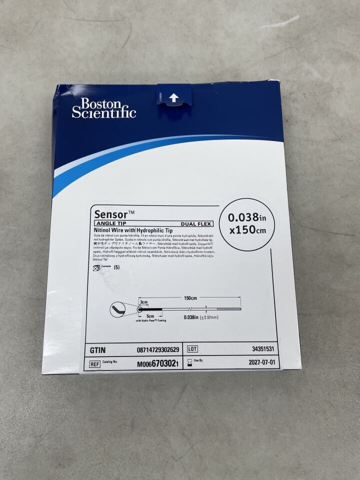 670302 - BOSTON SCIENTIFIC - Sensor Nitinol Wire with Hydrophilic Tip - Angle Tip, Dual Flex - .038" x 150cm, (BX/5) - ( Expiry Date: 2027-07-01 )