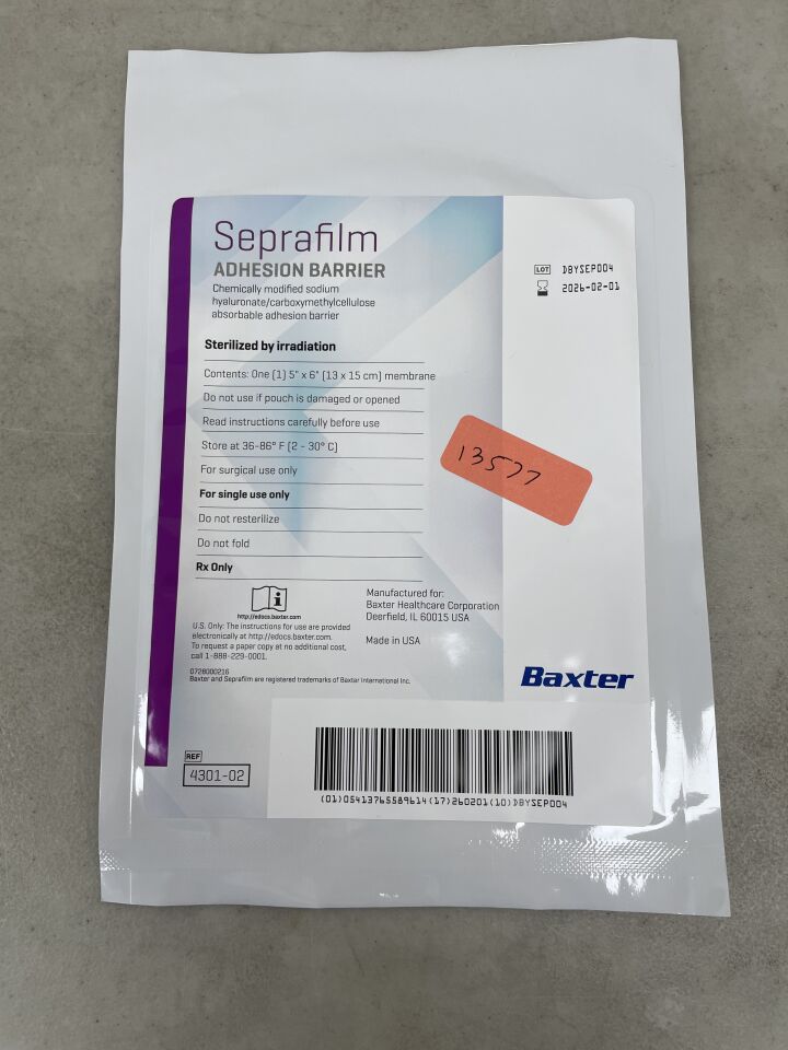 4301-02 - BAXTER - Genzyme Seprafilm Adhesion Barrier: 5" x 6", (EA) - ( Expiry Date: 2026-02-01 )
