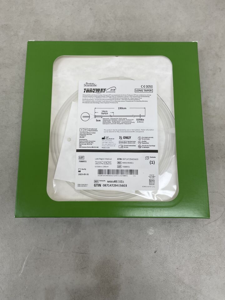49281 - BOSTON SCIENTIFIC - Thruway PTA Guidewire - Long Taper - .018" x 190cm, (BX/1) - ( Expiry Date: 2025-05-31 )