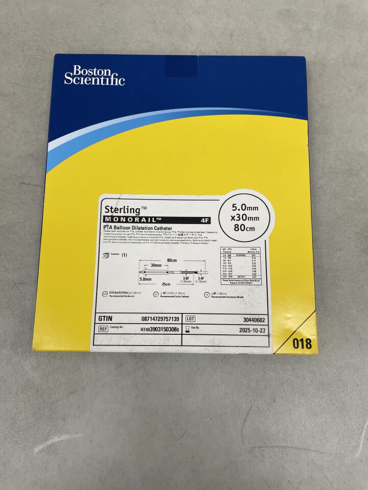 3903150308 - BOSTON SCIENTIFIC - Sterling MONORAIL PTA Balloon Dilatation Catheter - 5.0mm x 30mm x 80cm, (BX/1) - ( Expiry Date: 2025-10-27 )