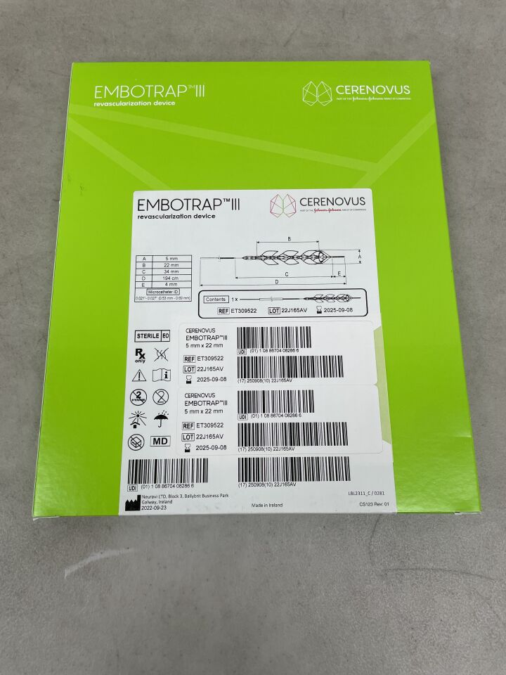 ET309522 - CERENOVUS - EMBOTRAP III Revascularization Device - 5mm x 22mm, (BX/1) - ( Expiry Date: 2025-09-08 )