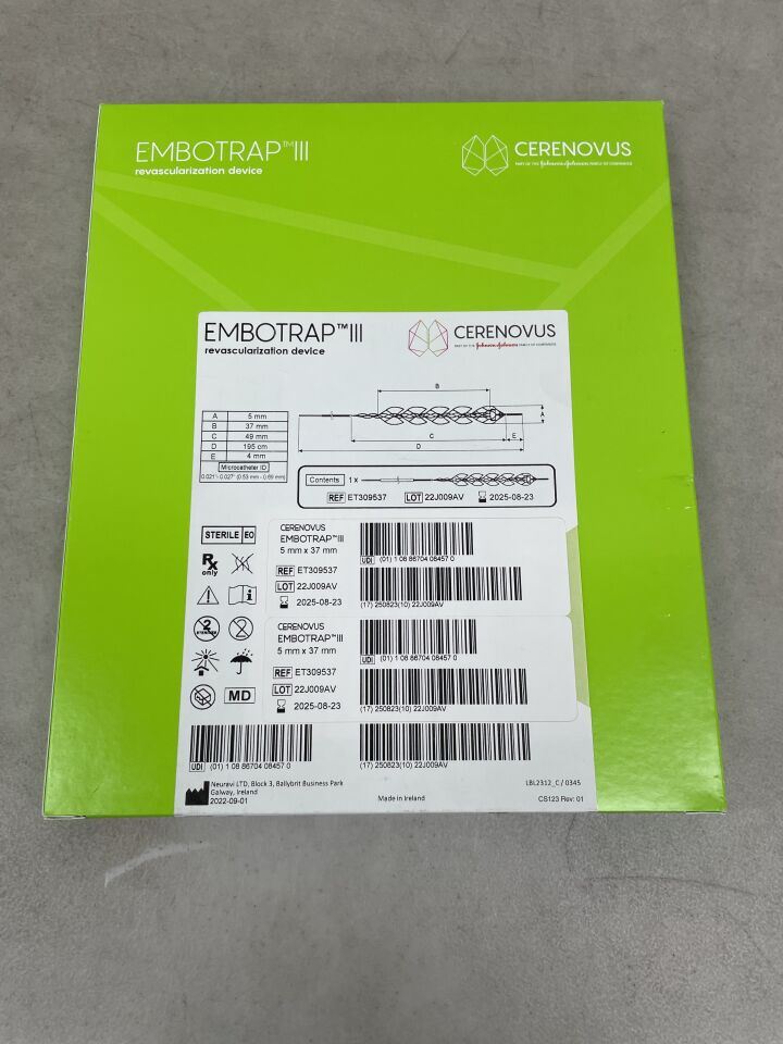ET309537 - CERENOVUS - EMBOTRAP III Revascularization Device - 5mm x 37mm, (BX/1) - ( Expiry Date: 2025-08-23 )