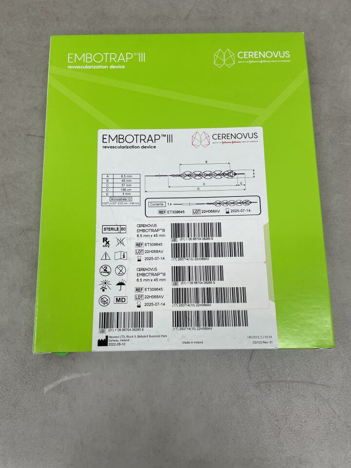 ET309645 - CERENOVUS - EMBOTRAP III Revascularization Device - 6.5mm x 45mm, (BX/1) - ( Expiry Date: 2025-07-14 )
