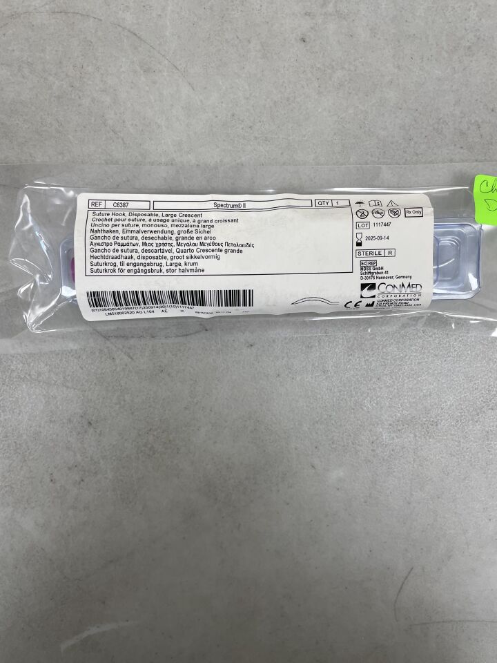 C6387 - CONMED - Spectrum II Crescent Suture Hook, Large, Purple Handle Color, (EA) - ( Expiry Date: 2025-09-14 )
