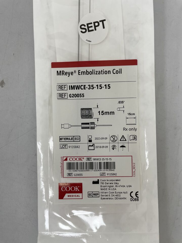 G20055 - COOK - MReye Embolization Coil 15mm, (EA) - ( Expiry Date: 2025-10-29 )