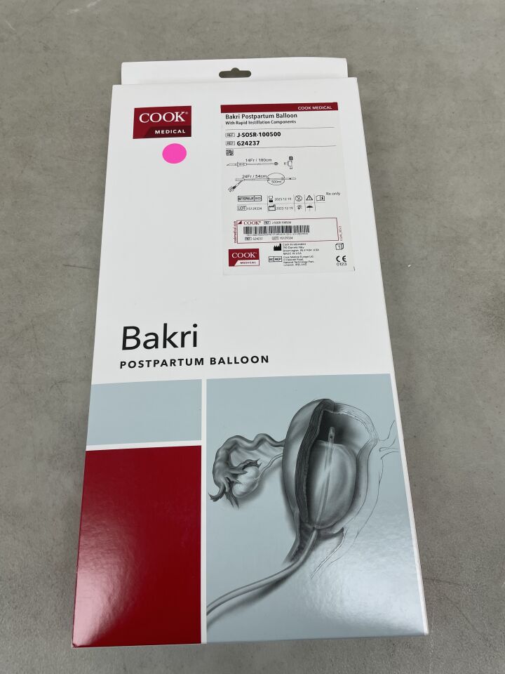 G24237 - COOK - Bakri Postpartum Balloon With Rapid Instillation Components, 24 Fr Catheter Size, 54 cm Length, 500 mL Balloon Volume, (BX/1) - ( Expiry Date: 2025-12-19 )