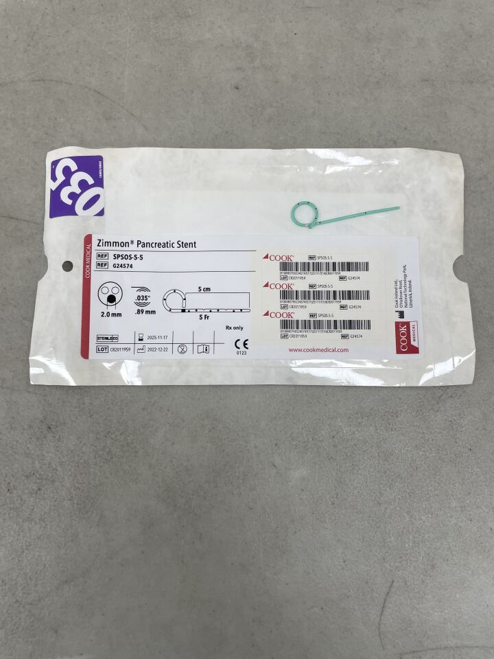 G24574 - COOK - Zimmon Pancreatic Stent, No Flap 5F x 5cm, (EA) - ( Expiry Date: 2025-11-17 )