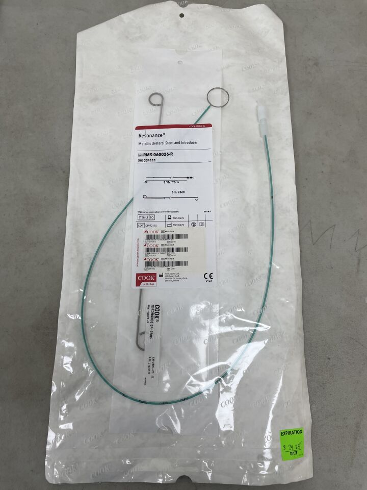 G34111 - COOK - Resonance Metallic Ureteral Stent and Introducer 6F x 26cm, (EA) - ( Expiry Date: 2025-08-29 )