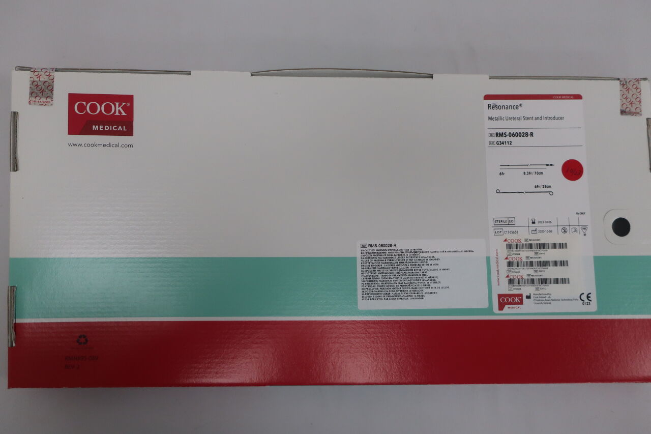 G34112 - COOK - Resonance Metallic Ureteral Stent Set, 6 Fr x 28 cm Length, (BX/1) - ( Expiry Date: 2025-08-18 )