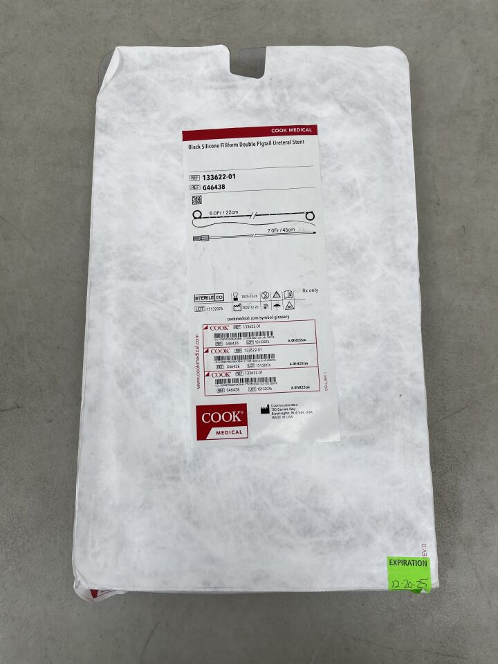 G46438 - COOK - Black Silicone Filiform Double Pigtail Stent Set, 6F x 22cm, (EA) - ( Expiry Date: 2025-12-20 )