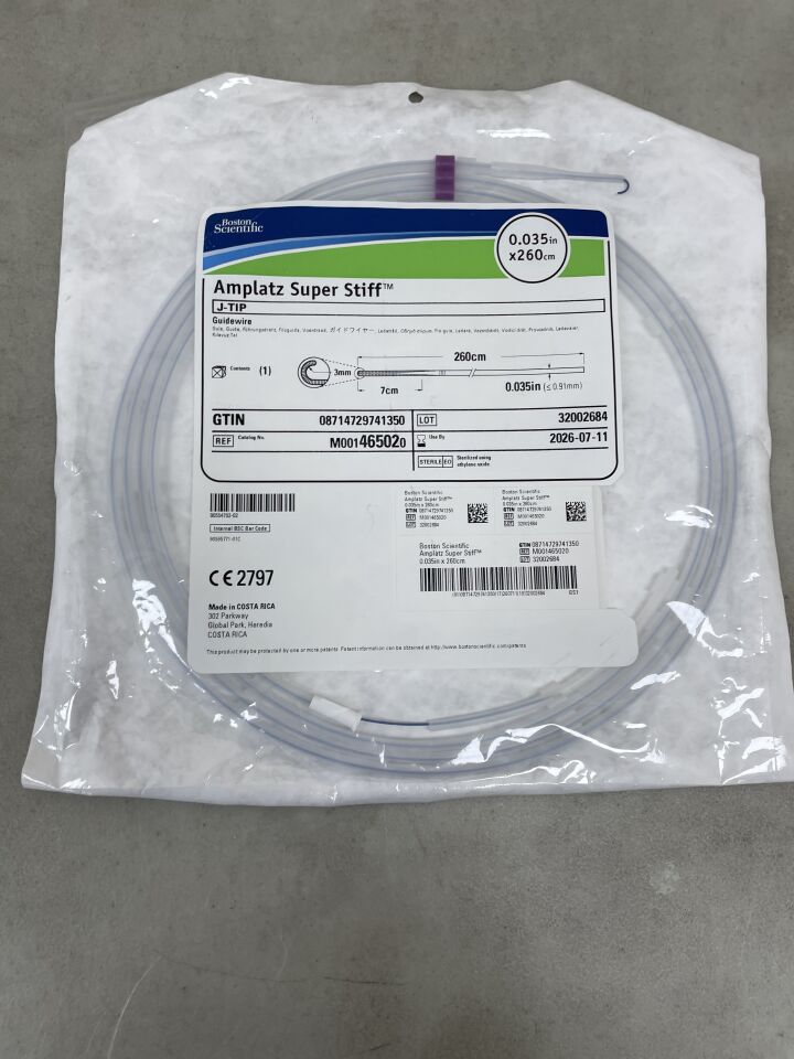 46502 - BOSTON SCIENTIFIC - Amplatz Super Stiff Guidewire - J-Tip 3mm - .035" x 260cm, (EA) - ( Expiry Date: 2026-07-11 )