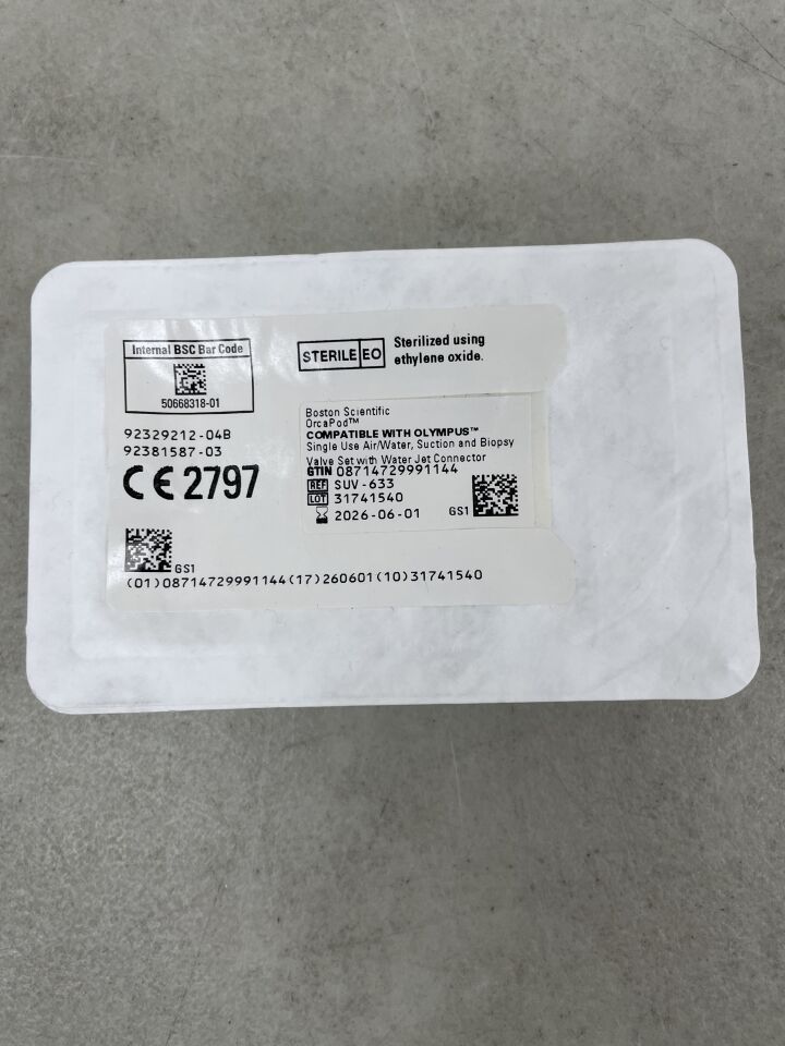 SUV-633 - BOSTON SCIENTIFIC - OrcaPod, Air/Water, Suction and Biopsy Valve Set with Water Jet Connector, (EA) - ( Expiry Date: 2026-06-01 )