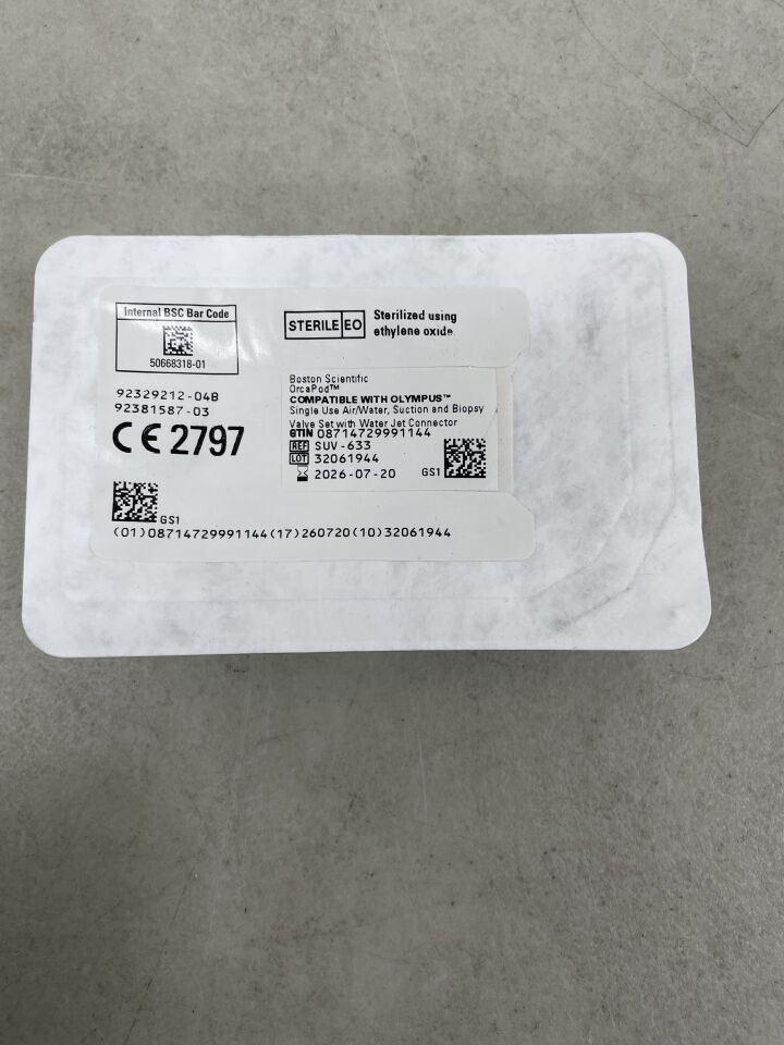 SUV-633 - BOSTON SCIENTIFIC - OrcaPod, Air/Water, Suction and Biopsy Valve Set with Water Jet Connector, (EA) - ( Expiry Date: 2026-07-20 )