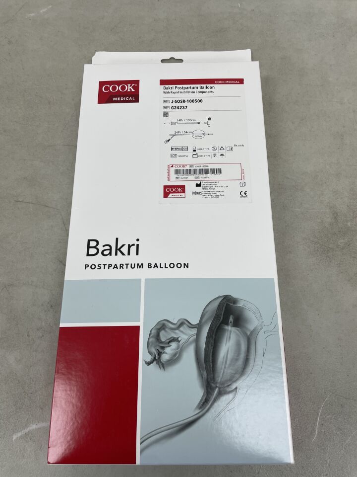 G24237 - COOK - Bakri Postpartum Balloon With Rapid Instillation Components, 24 Fr Catheter Size, 54 cm Length, 500 mL Balloon Volume, (BX/1) - ( Expiry Date: 2026-07-20 )