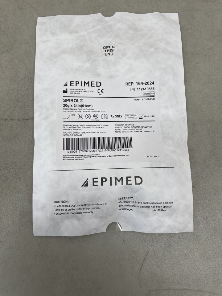 164-2024 - EPIMED - Spirol  Radio-Opaque Epidural Catheter, 20G x 24 inch, (EA) - ( Expiry Date: 2025-12-06 )