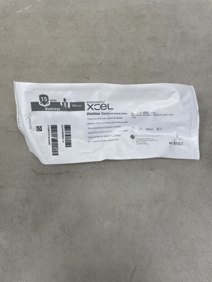 B15LT - ETHICON - Endopath Xcel Stability Sleeve Bladeless Trocar, 15 dia. x 100 mm L Shaft, (EA) - ( Expiry Date: 2025-07-31 )