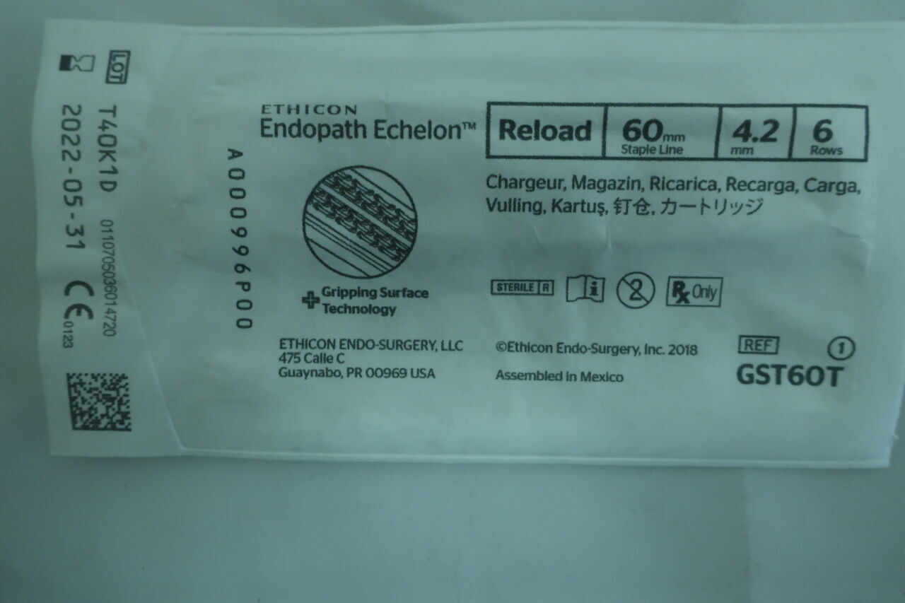 GST60T - ETHICON - Echelon Endopath Stapler Reload with Gripping Surface Technology, Black, 4.2 Open x 2.3 mm Closed Height, (EA) - ( Expiry Date: 2025-07-31 )