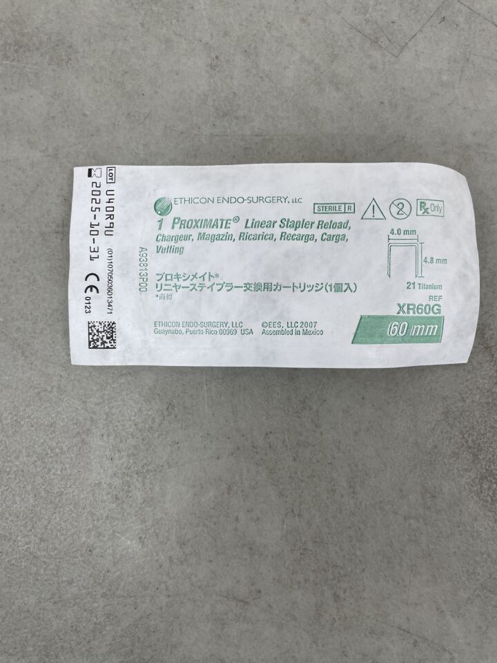 XR60G - ETHICON - Proximate Reloadable Staplers Cartridge, Green, For TX60 30 mm Linear Stapler, (EA) - ( Expiry Date: 2025-10-31 )