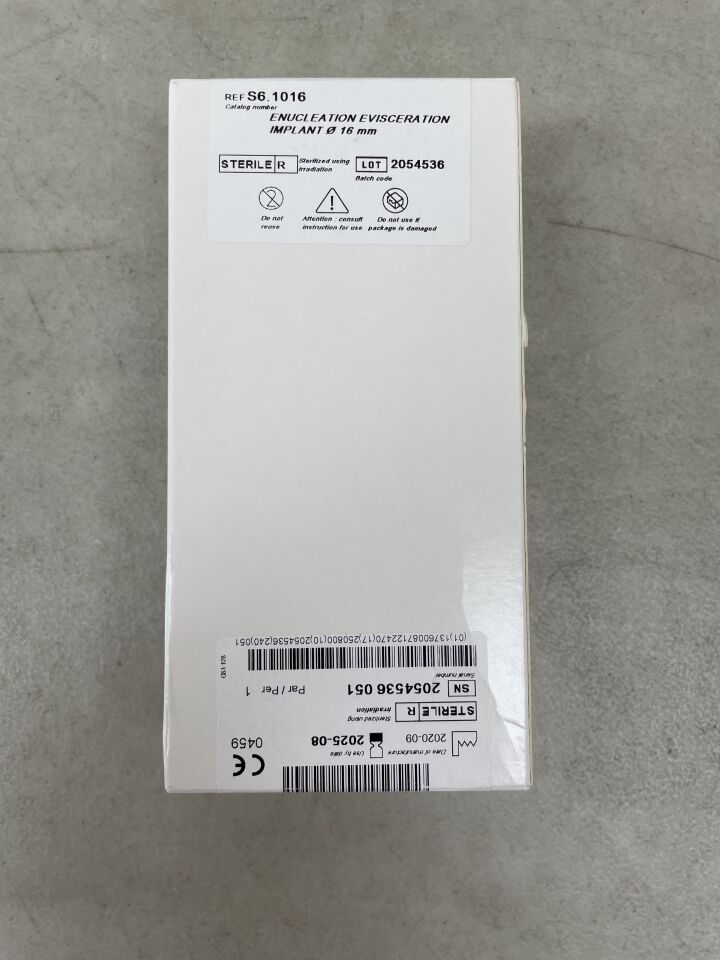 S6.1016 - FCI - Spherical Silicone Enucleation Evisceration Implant 16mm, (BX/1) - ( Expiry Date: 2025-08-31 )