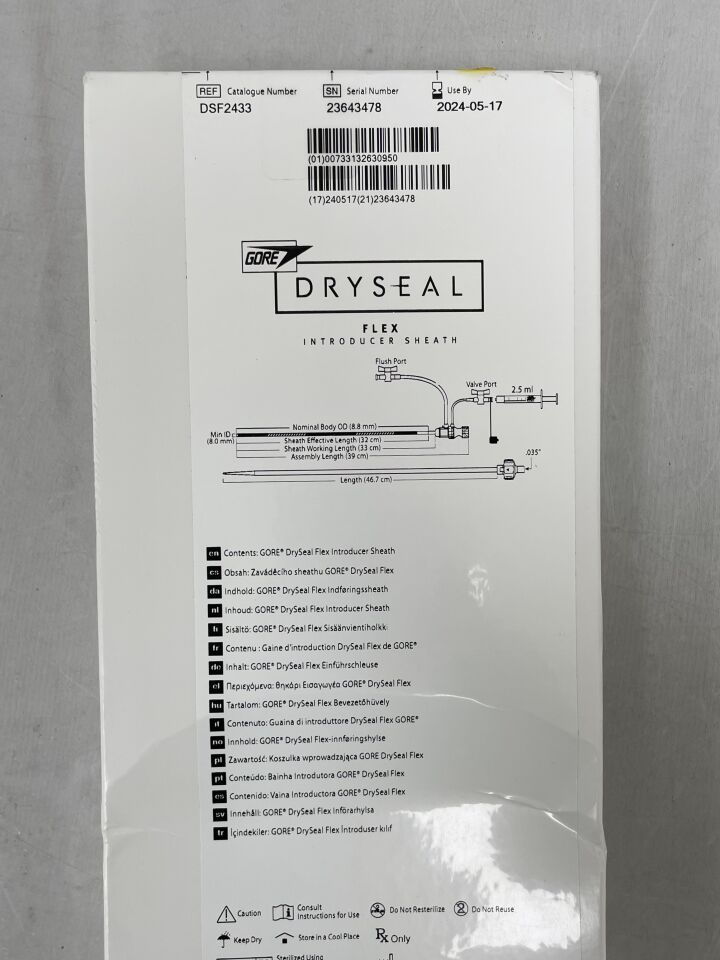 DSF2433 - GORE - DrySeal Flex Sheath with Hydrophilic Coating: 24F x 33cm, (BX/1) - ( Expiry Date: 2025-11-01 )