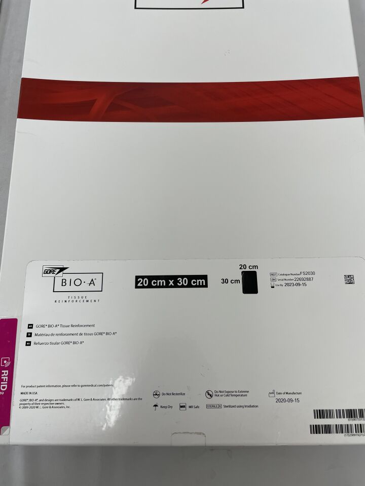 FS2030 - GORE - Bio-A Tissue Reinforcement: 20cm x 30cm, (BX/1) - ( Expiry Date: 2025-08-23 )