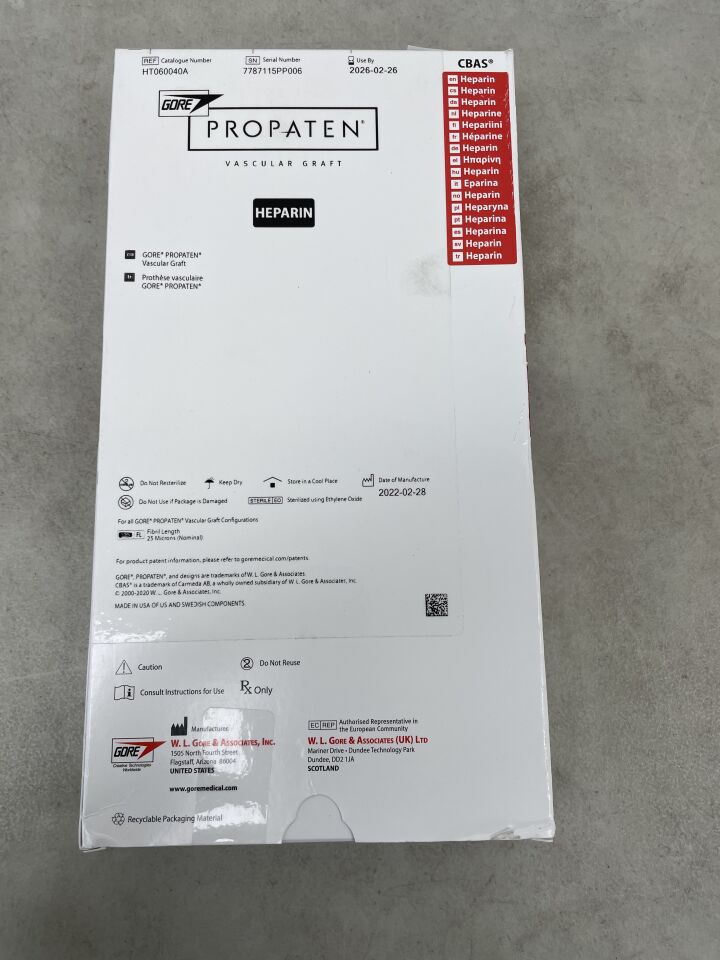 HT060040A - GORE - Propaten Thin-Walled Removable Ringed Vascular Graft, 6 mm ID, (BX/1) - ( Expiry Date: 2026-02-26 )