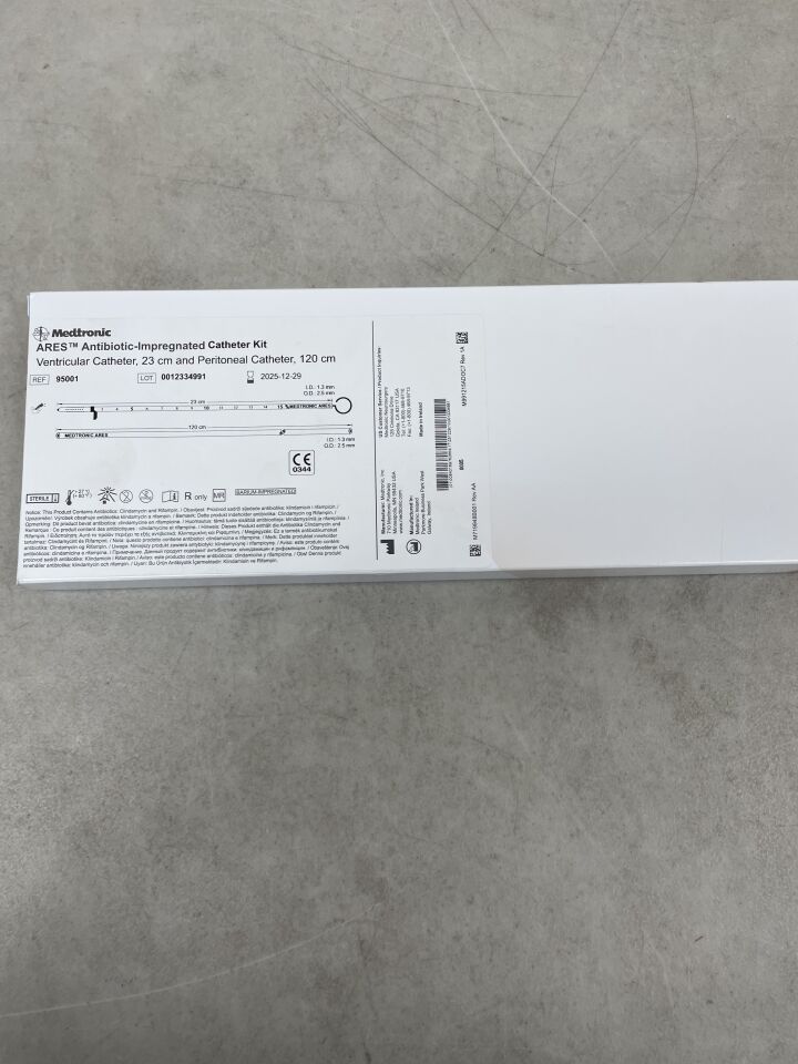 95001 - MEDTRONIC - ARES Antibiotic-Impregnated Ventricular (23cm) and Peritoneal (120cm) Catheter, (BX/1) - ( Expiry Date: 2025-12-29 )