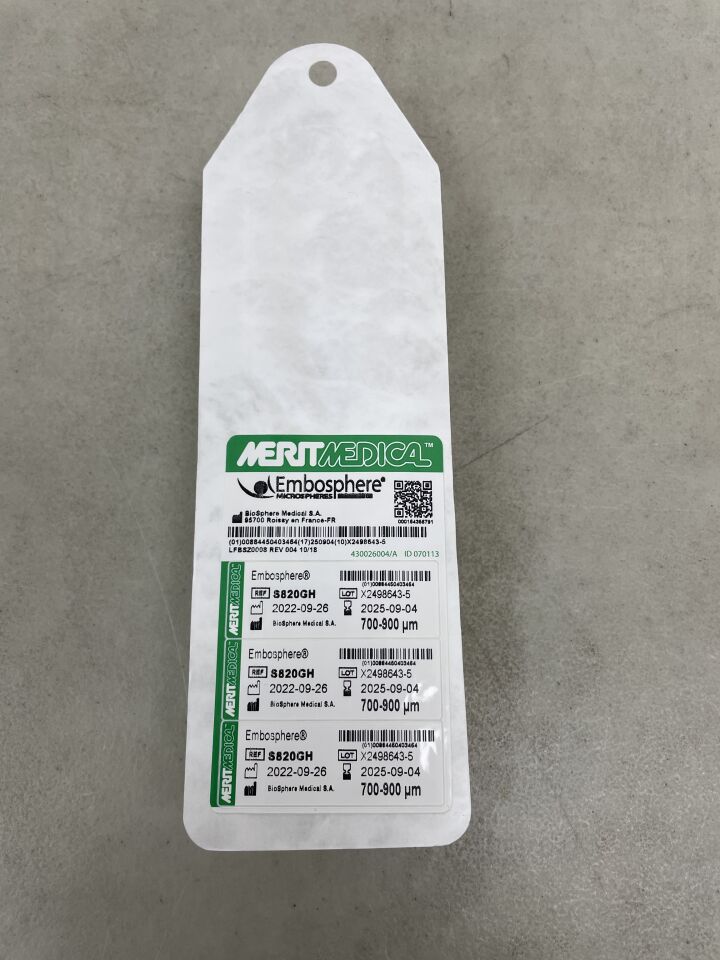 S820GH - MERIT MEDICAL - embosphere microspheres, pre-filled syringe 700-900um, 2.0ml, (EA) - ( Expiry Date: 2025-09-04 )