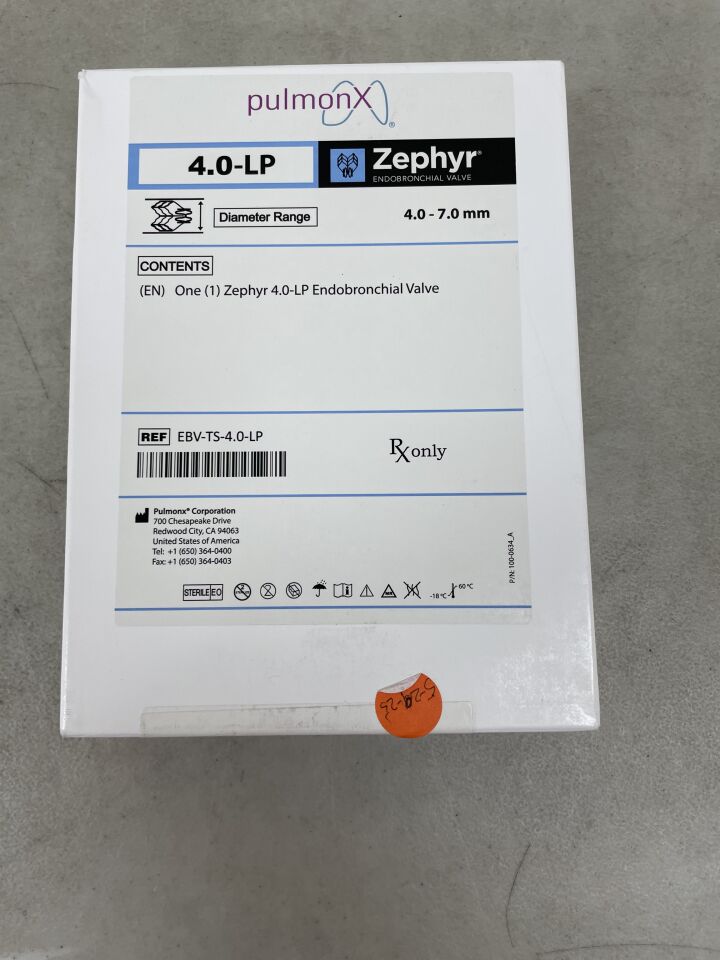 EBV-TS-4.0-LP - PULMONX - Zephyr EndoBronchial Valve 4.0mm - 7.0mm (4.0-LP), (BX/1) - ( Expiry Date: 2024-11-17 )